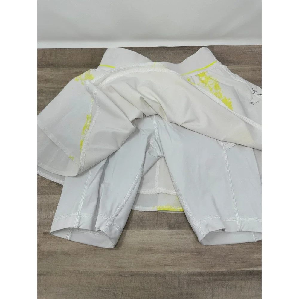 Lululemon Court Rival High-Rise Skirt Extended Liner Lemon Multi/White Size‎ 2